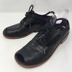 ANTHROPOLOGIE | gee wawa open toe loafers leather